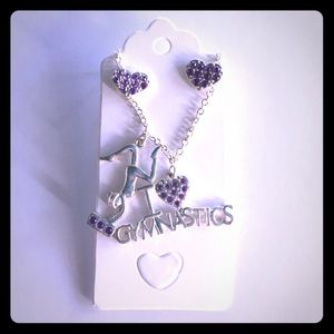 I Love Gymnastics Necklace and Earring Set